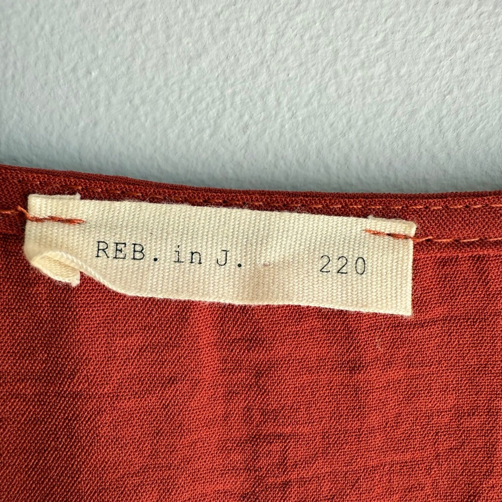 REB. IN J. Rust V-Neck Tiered 3/4 Sleeve Length Ladies Dress, Made in the USA, M - Picture 3 of 5